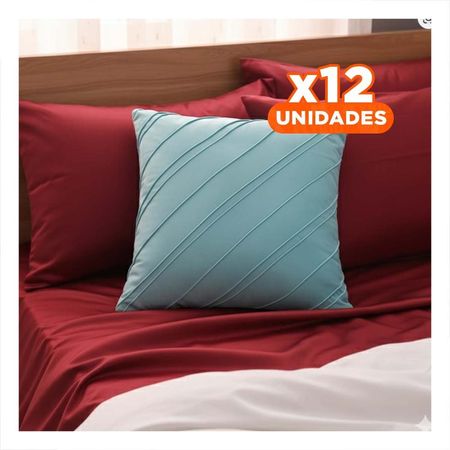 Pack12 Protector para Almohada de Terciopelo y Diagonales en Celeste Claro Y Regalo Sticker