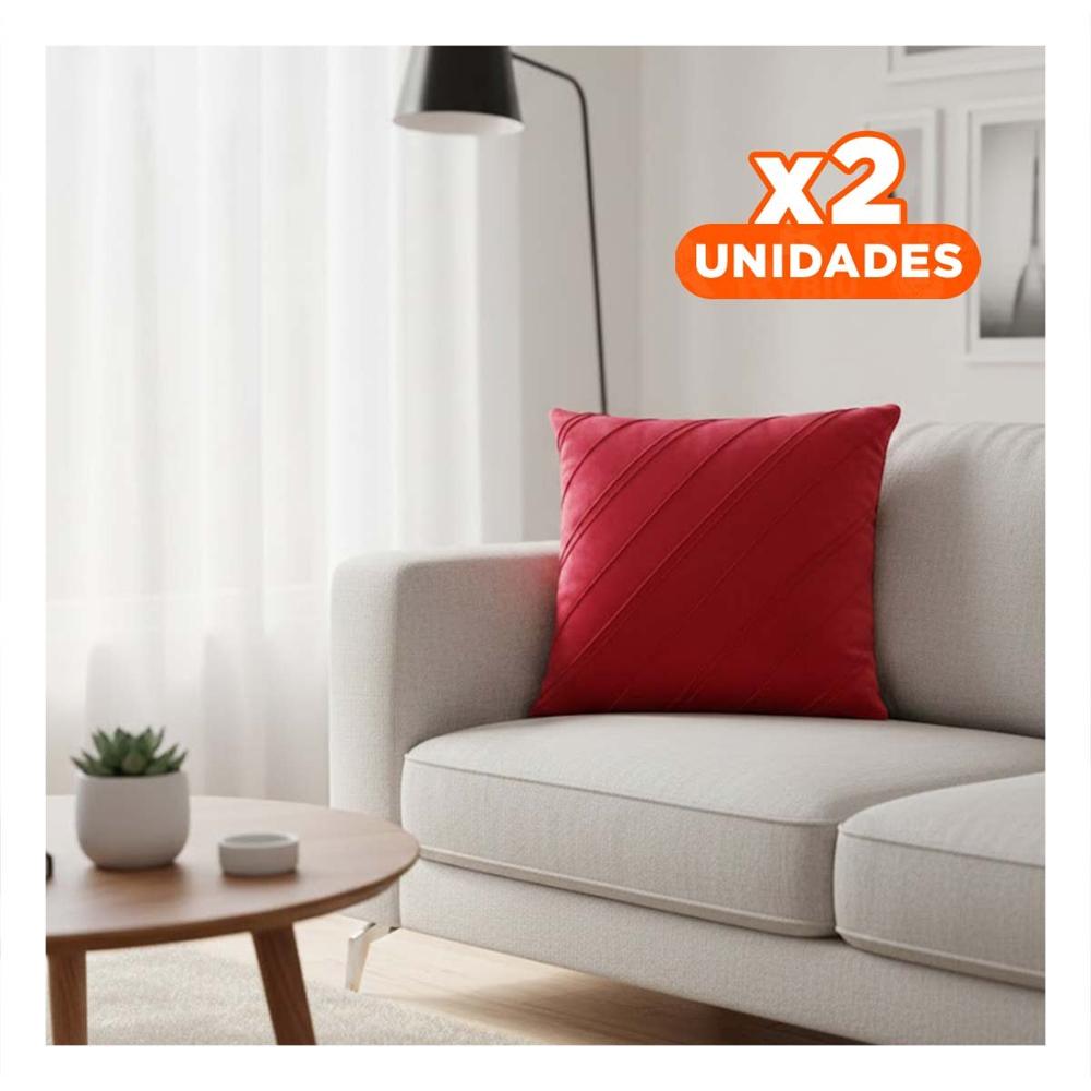 Pack2 Cubierta para Almohada con Acabado Suave y Diagonales en Color Rojo Y Papel Regalo