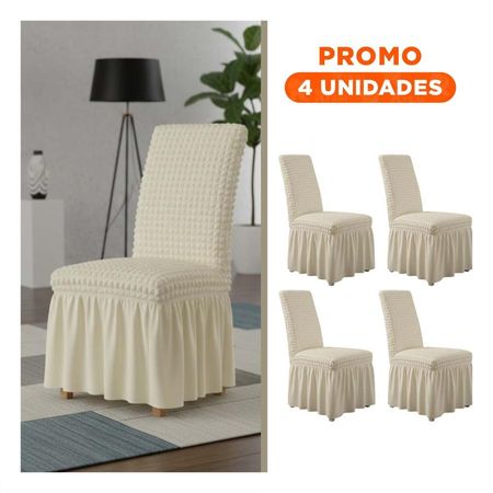 Pack4 Forro para Silla Elastica con Relieve Texturizado Color Crema