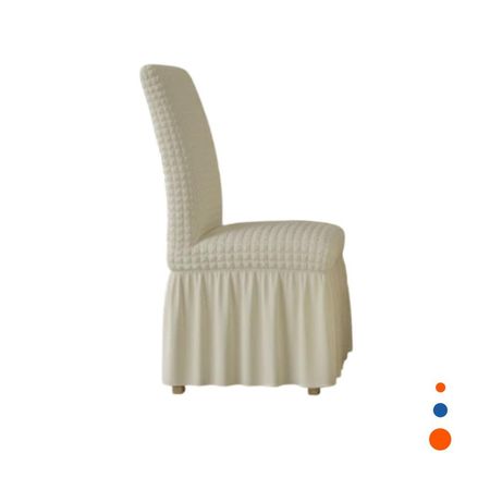 Funda Elastica Color Crema para Silla con Relieve Geometrico Cuadrado Y Regalo Sticker