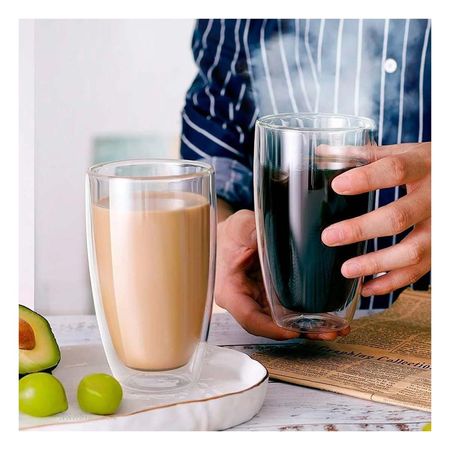 Vaso Doble Capa de Vidrio Borosilicato 400ml en Color Transparente Elegante