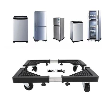 Base Movible Ajustable para Electrodomésticos Lavadora Refrigeradora y Muebles en Color Negro