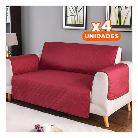 Pack4 Protector Textil Continuo para Sofa Guinda con Medida 130x195cm