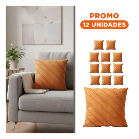 Pack12 Forro para Almohada con Acabado Visual Equilibrado en Color Naranja de 45cm
