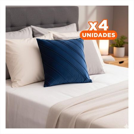 Pack4 Forro de Terciopelo Azul que Acompana el Descanso con Lineas Diagonales Y Regalo Sticker