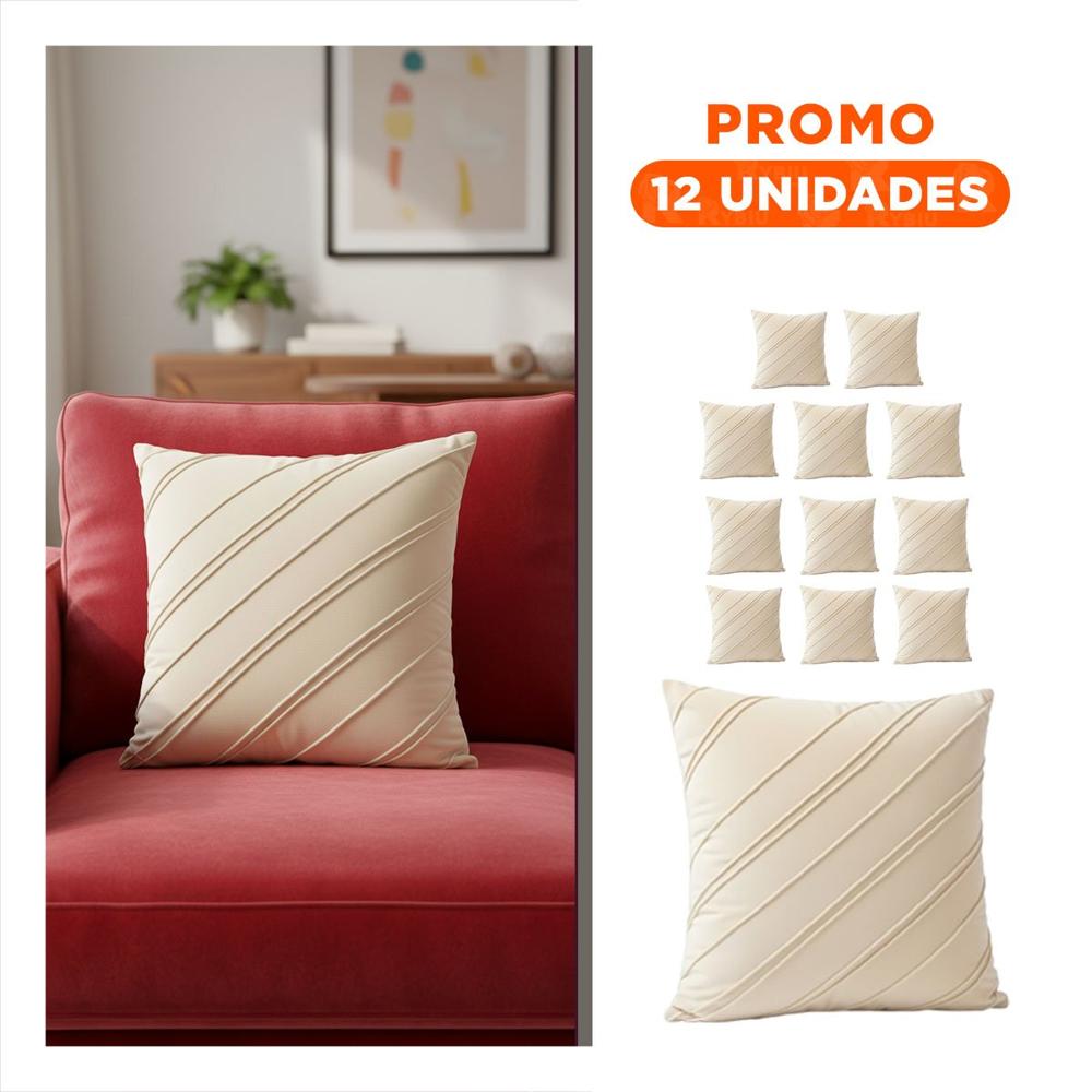 Pack12 Forro para Almohada con Acabado Visual Equilibrado en Color Crema