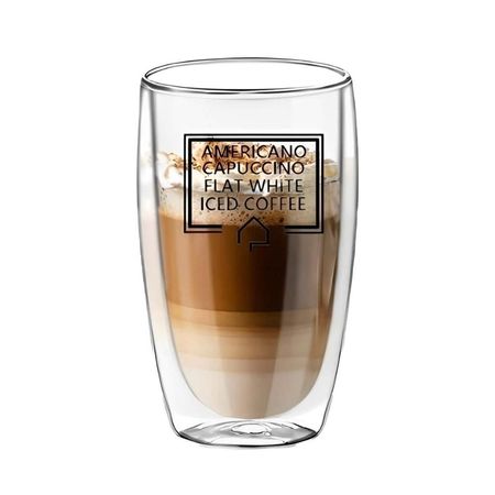 Vaso en Color Transparente de 450 ML con Doble Capa de Vidrio para Frappuccino Y Regalo Sticker