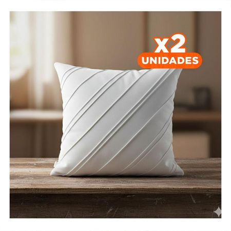 Pack2 Cojin Decorativo Terciopelo Rayas Diagonales Blanco 45cm Moderno Y Papel Regalo