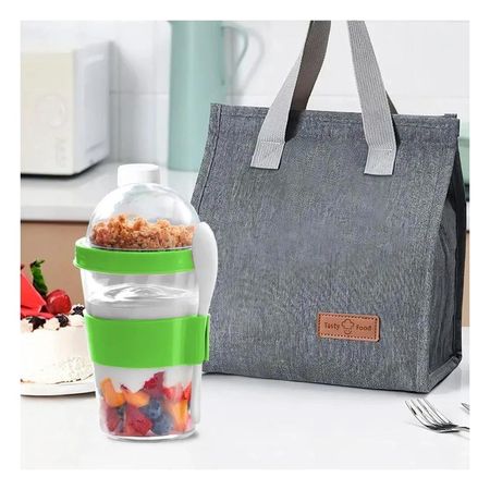 Vaso 350 Ml Verde Limon para Yogurt Cremoso y Cereal Crujiente con Estilo Moderno Y Notas