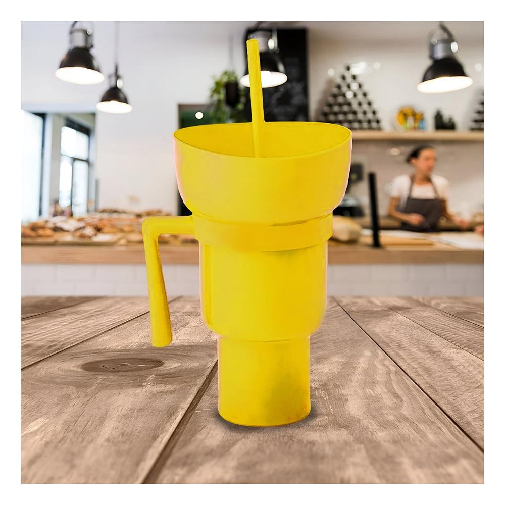 Vaso 2 en 1 para Bebidas y Snacks en ABS Amarillo con Estilo Practico y Uso Diario