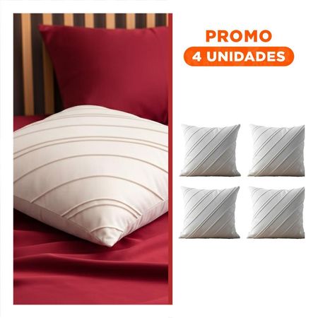 Pack4 Cojin Blanco Terciopelo Rayas Diagonales 45cm Diseño Estilizado y Acogedor
