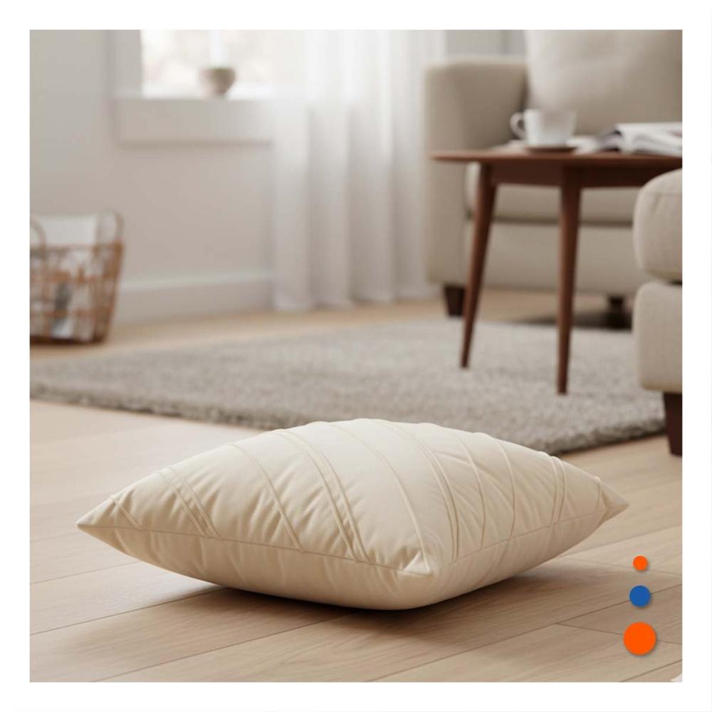 Funda Pensada para Almohada con Estilo Diagonal y Superficie de Terciopelo Crema Y notas