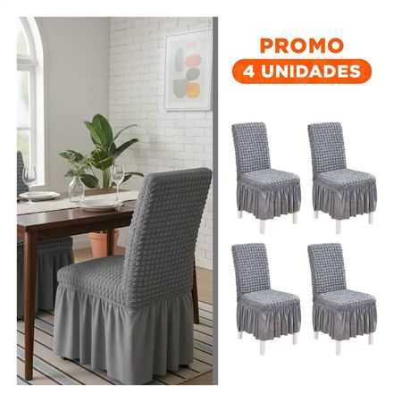 Pack4 Forro para Silla Elastica con Relieve Texturizado Color Plomo