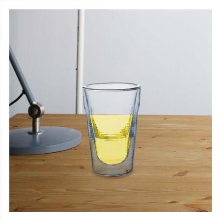 Vaso 260ml de Vidrio Borosilicato Transparente con Sistema Doble Capa Y Papel Regalo