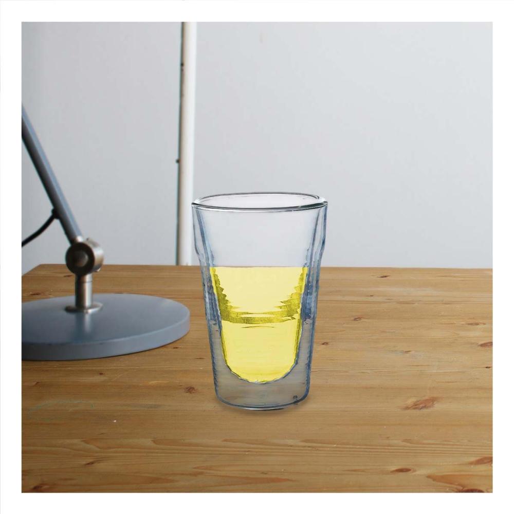 Vaso 260ml de Vidrio Borosilicato Transparente con Sistema Doble Capa Y Papel Regalo