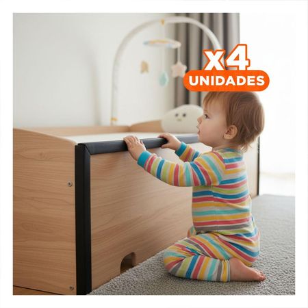 Pack4 Borde Seguro de Espuma para Esquinas de Mesa y Muebles en Casa Negro Y Regalo Sticker