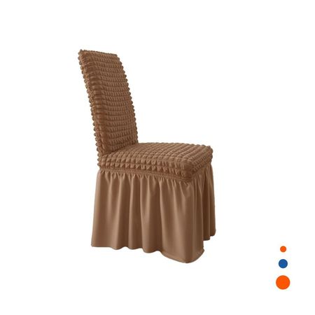 Funda Elastica Color Marron para Silla con Relieve Geometrico Cuadrado Y Regalo Sticker