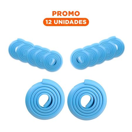 Pack12 Borde Seguro de Espuma Resistente para Esquinas de Muebles en Casa Azul