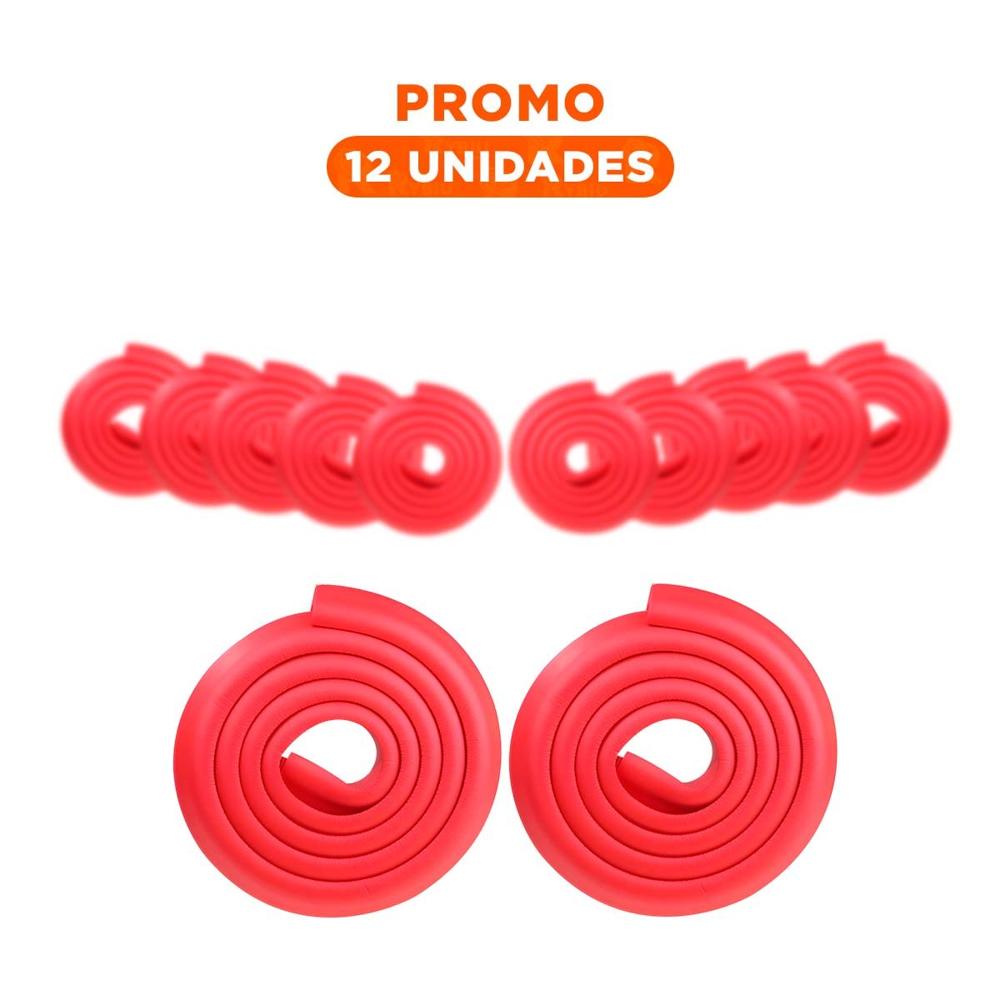 Pack12 Borde Seguro de Espuma Resistente para Esquinas de Muebles en Casa Rojo