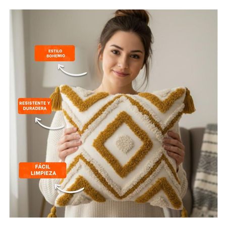Pack4 Forro Textil con Rombos Boho en Poliester Crema y Amarillo de 45cm Y Papel Regalo