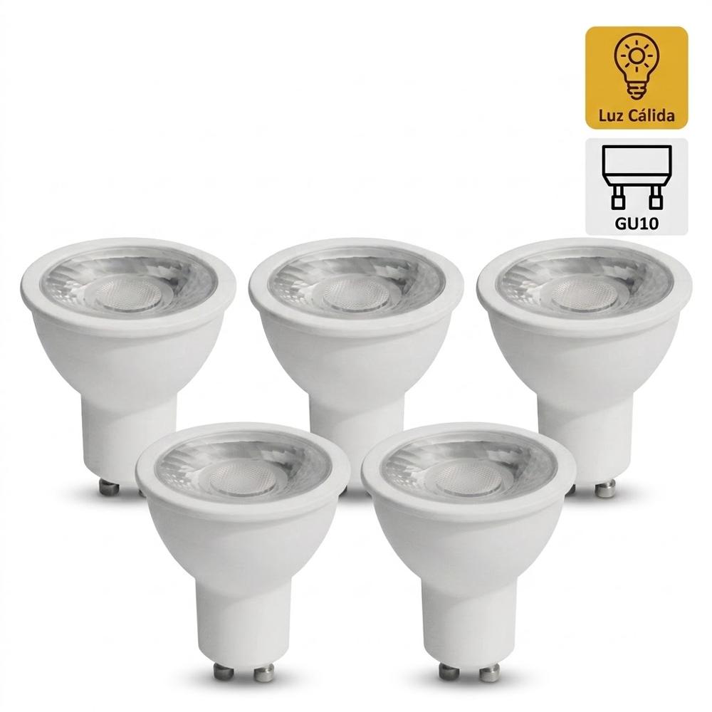 Pack x5 Foco Dicroico LED COB 10W GU10 Luz Cálida EXTRALED
