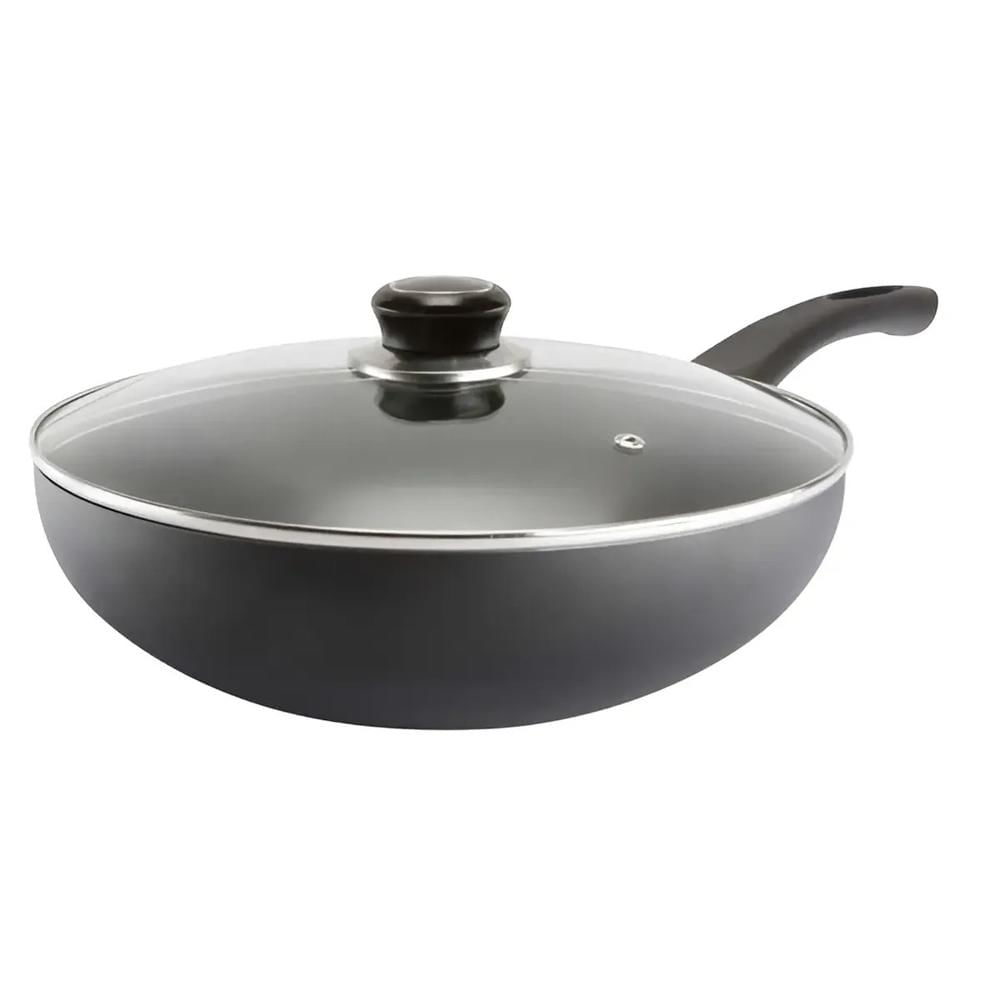 Sarten Wok Antiadherente Record con Tapa de Vidrio N-28