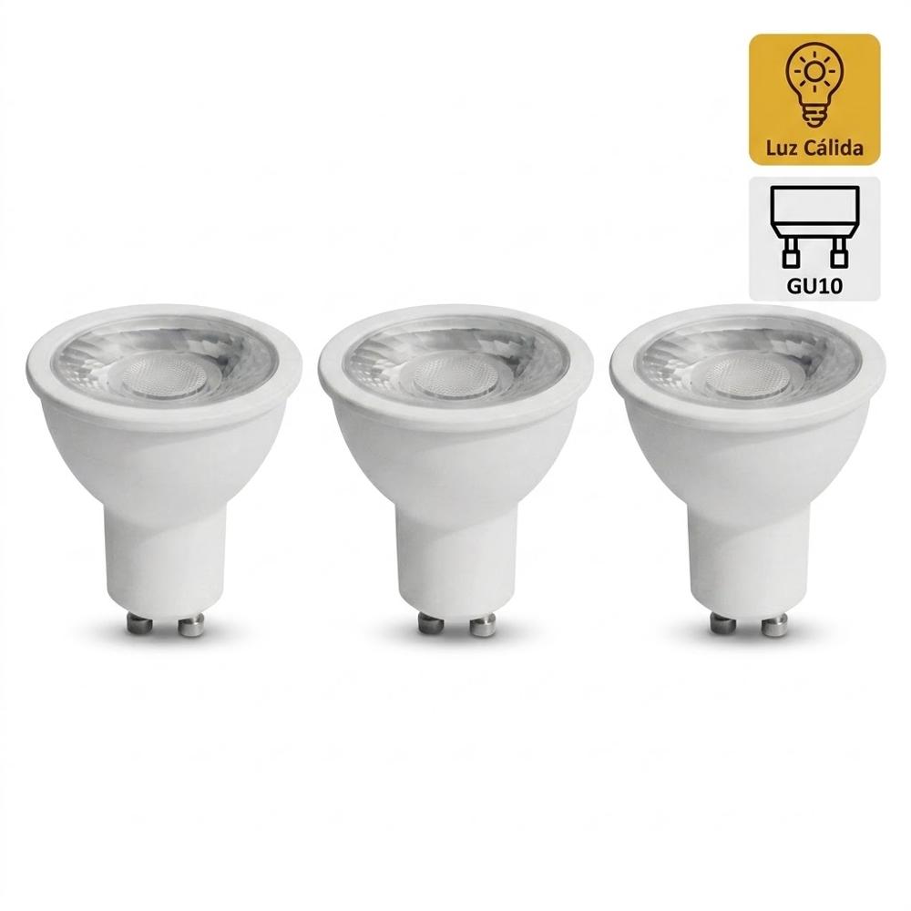 Pack x3 Foco Dicroico LED COB 10W GU10 Luz Cálida EXTRALED