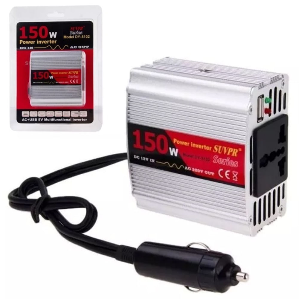 Inversor de Corriente para Auto de 12v a 220v USB 150w Cargador