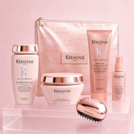 Kerastase gloss absolu pack 2 cabello con frizz shampoo 250 ml fondant 250 ml mascarilla 200  travel