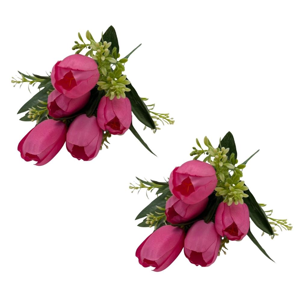 Pack de 2 Bouquet Artificiales De 5 Tulipanes De 51Cm BG305154-ROS FLORIPASTORE FLORIPASTORE