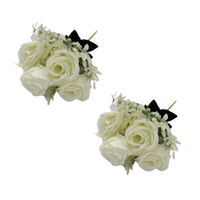 Pack de 2 Bouquet Artificiales De 7 Rosas Naranjas De 32Cm XS260010-20 FLORIPASTORE