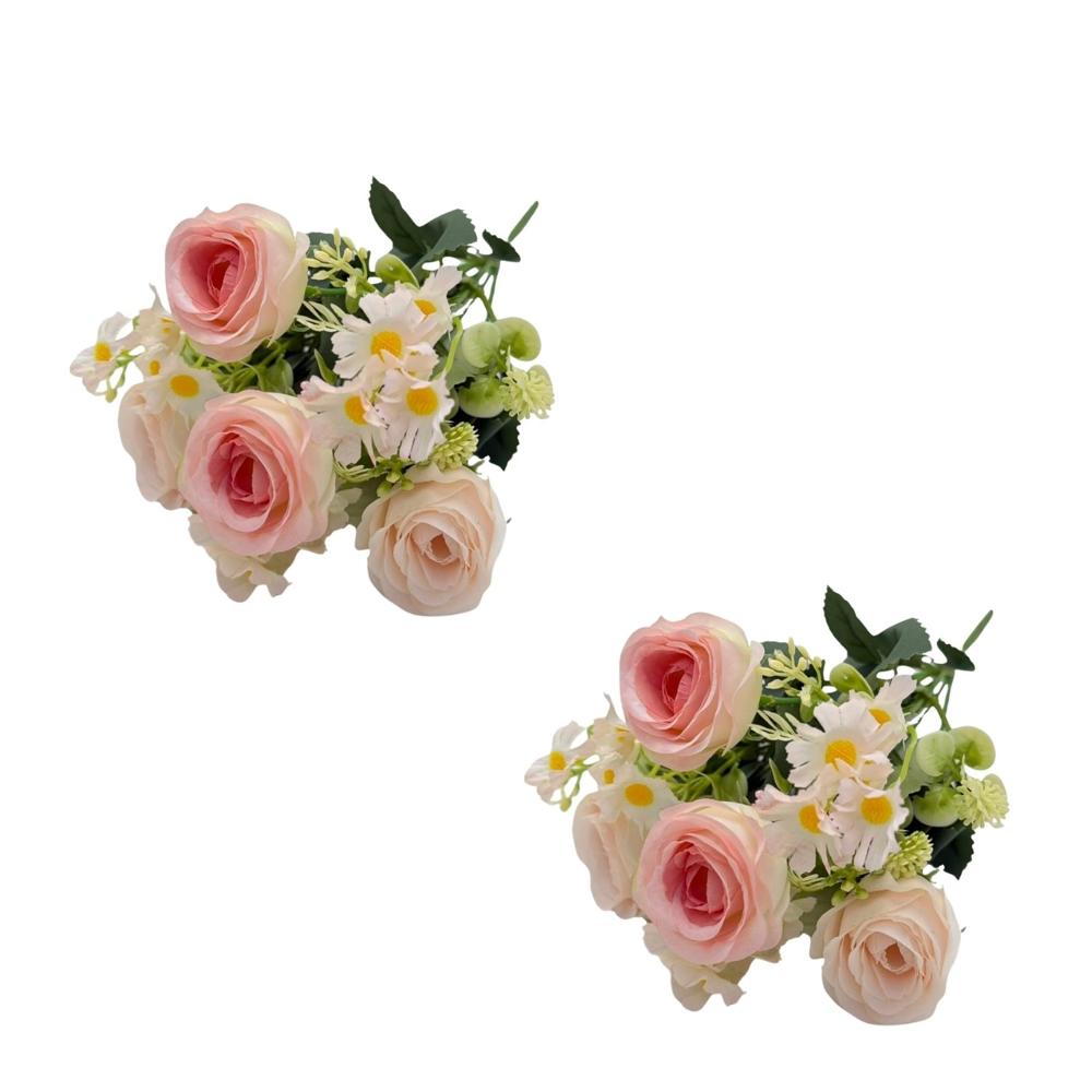 Pack de 2 Bouquet Artificiales De 7 Rosas Champagne De 30Cm XS260007-1 FLORIPASTORE FLORIPASTORE