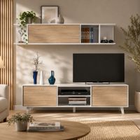 COMBO Mesa de TV 77 con Estante Artemisa Rovere y Blanco