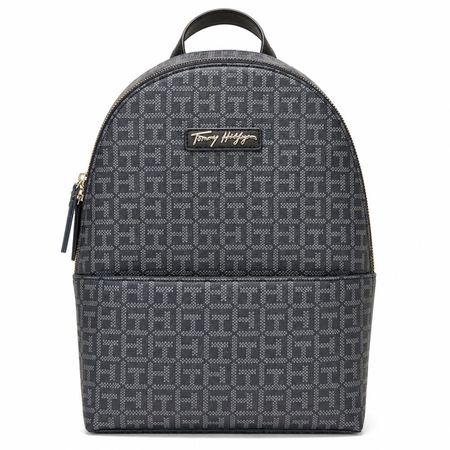 MOCHILA TOMMY HILFIGER NEGRO MONOGRAFIADO CON LOGO