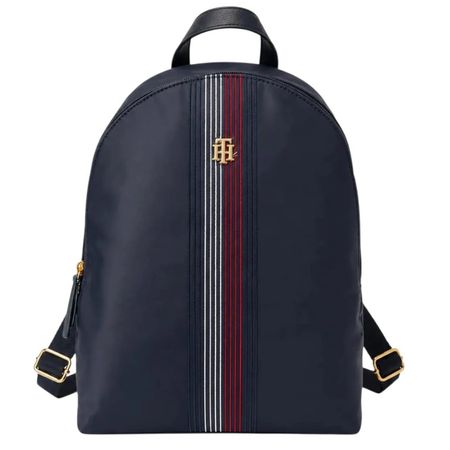 MOCHILA TOMMY HILFIGER NEGRO CON RAYAS DE COLORES EN MEDIO