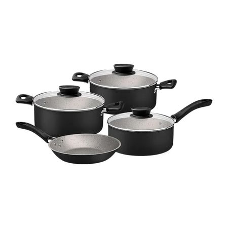 Juego de Ollas Tramontina Linz 7 Piezas Negro Antiadherentes
