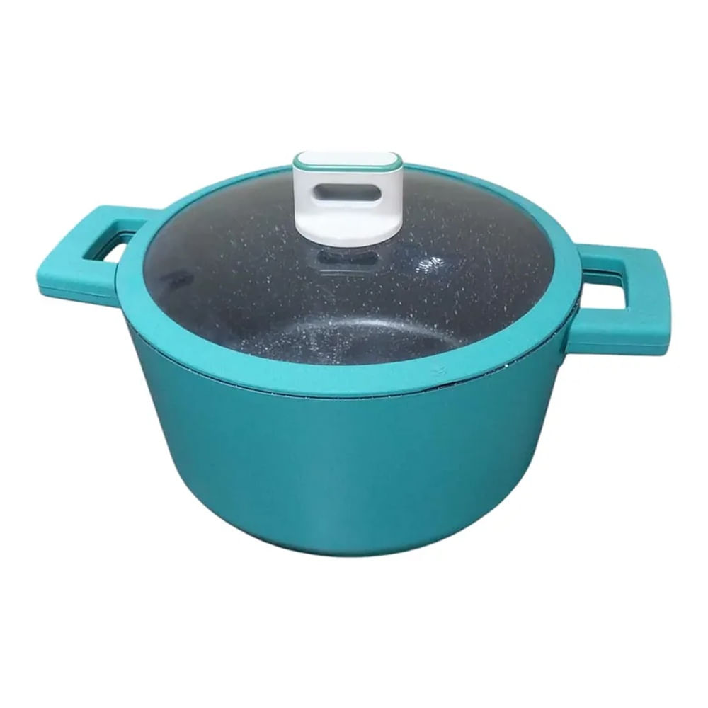 Olla Antiadherente de Roca Volcánica 4L - Diseño Moderno Verde