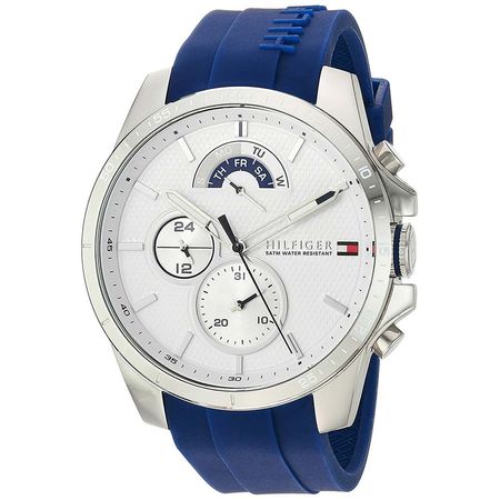 Reloj Tommy Hilfiger Cool Sport 1791349 Multifuncional Correa De Silicona Azul Dial Blanco