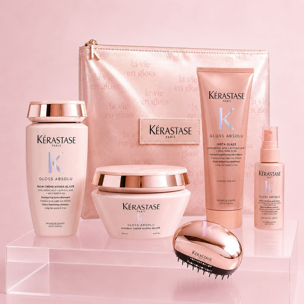 Kerastase gloss absolu pack cabello grueso shampoo 250 acondicionador 250 mascarilla 200 travel