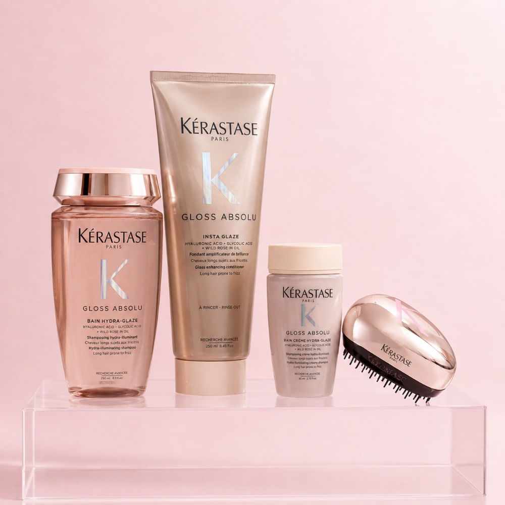 Kérastase gloss absolu antifrizz cabello fino pack shampoo 250ml acondicionador 250ml travel size