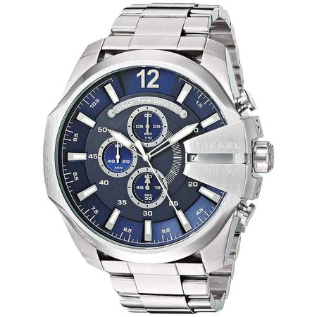Reloj Diesel Mega Chief DZ4417 Fecha Cronometro Acero Inoxidable Plateado Azul