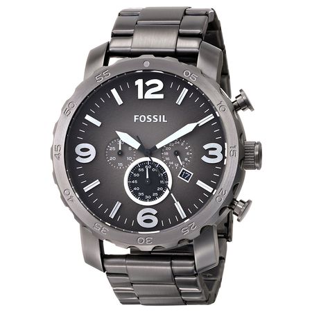 Reloj Fossil Nate JR1437 Fecha Cronometro Acero Inoxidable Gunmetal