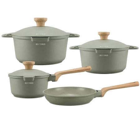 Batería de Cocina Ceramic Latte 7 Piezas con Tapas de Vidrio