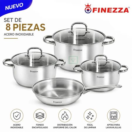 Juego de Ollas de Acero Inoxidable FZ-972AE-IN 8 Pzs