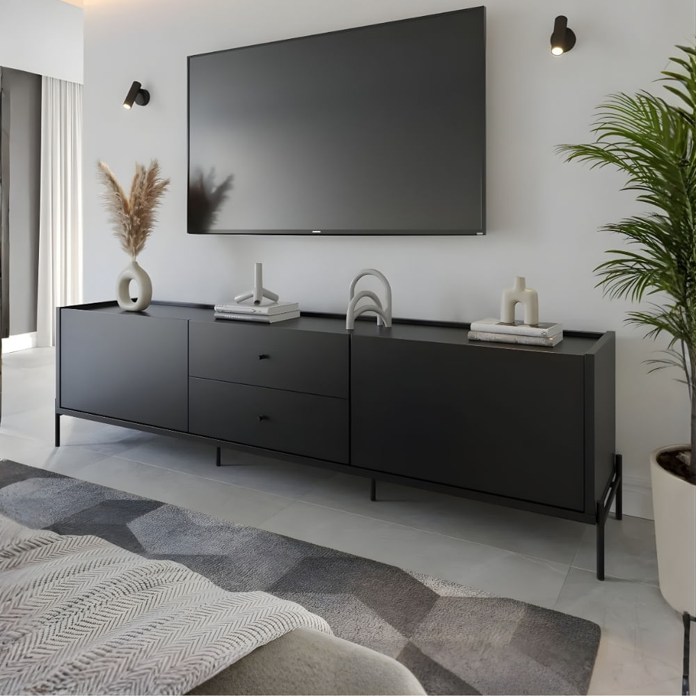 Mesa de TV para sala Shelby 65'' Negro | Masiva Home