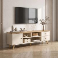 Mesa de TV Mbappe 70'' 160 cm Marron y Beige | Masiva Home