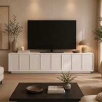 Mesa de TV Maradona 85'' 200cm Blanco | Masiva Home