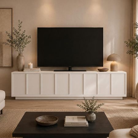 Mesa de TV Maradona 85'' 200cm Blanco | Masiva Home