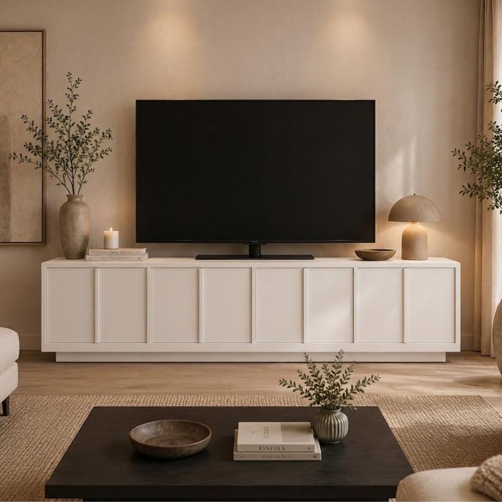 Mesa de TV Maradona 85'' 200cm Blanco | Masiva Home