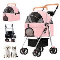 Coche 3 EN 1  para Mascotas Desmontable y Plegable - Transporte Seguro y Cómodo - ROSADO